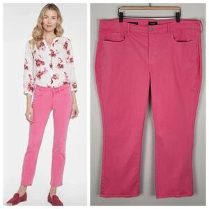 NYDJ Marilyn Straight Ankle Jeans Stretch Pink Peony Size 18W